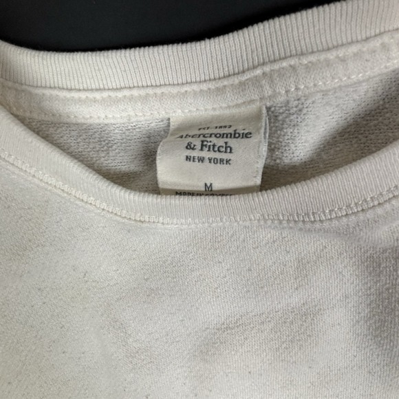 Abercrombie & Fitch Pullover Light Sweatshirt White Medium Spell Out‎ Retro Y2K - Picture 3 of 11